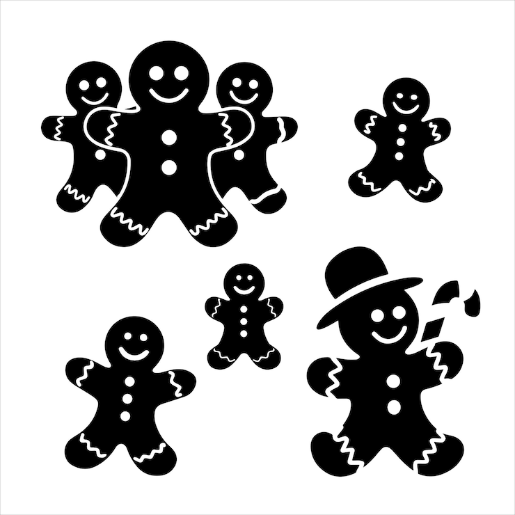 Vecteur ensemble de silhouette d'icône vectorielle de l'homme au pain d'épice