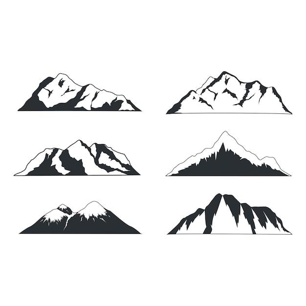 Vecteur ensemble de silhouette de montagne pour vous concevez des voyages en plein air, de l'aventure, du tourisme, des éléments de conception d'escalade