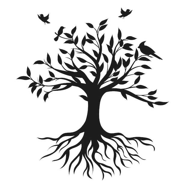 Ensemble De Silhouette De Plantes Et D'arbres Sur Fond Blanc