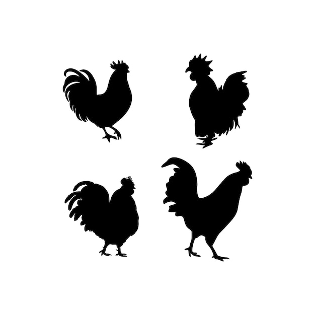 Ensemble De Silhouette De Poule