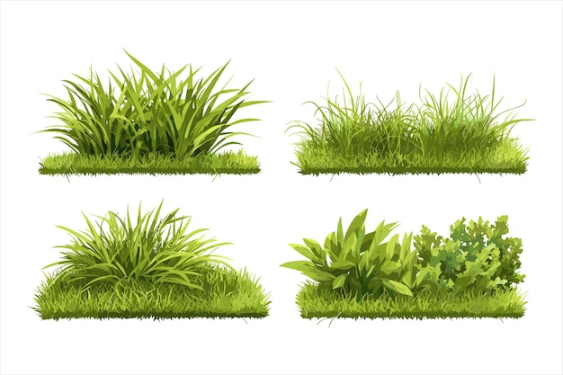 Ensemble de silhouette de vecteur de bordures d'herbe