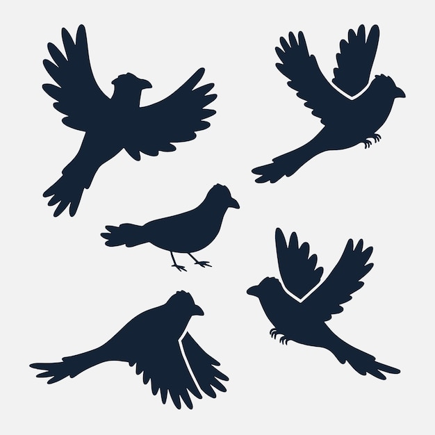 Ensemble de silhouettes d'animaux dessinés à la main