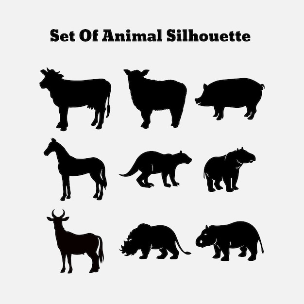 Ensemble de silhouettes d'animaux