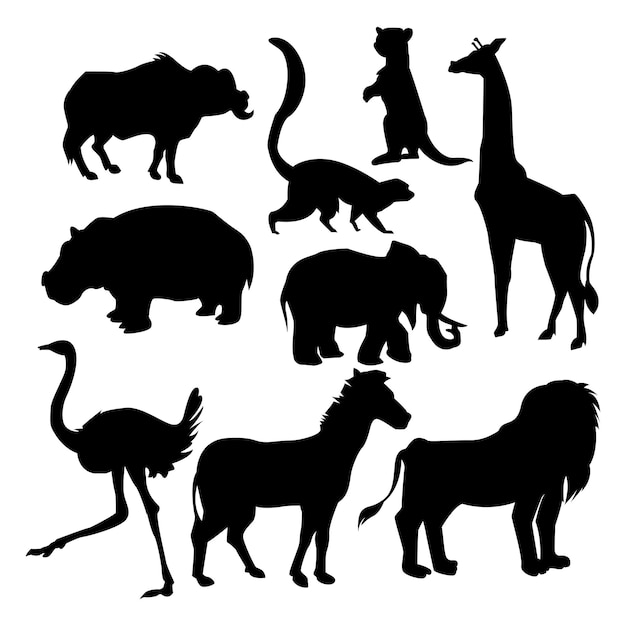 Ensemble De Silhouettes D'animaux