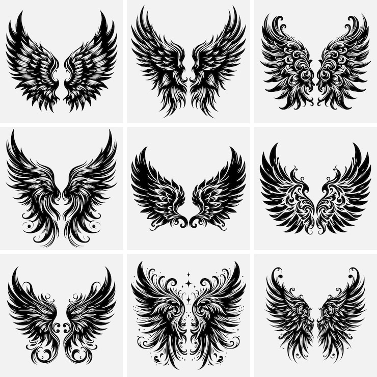 Vecteur un ensemble de silhouettes d'art vectoriel de papillons