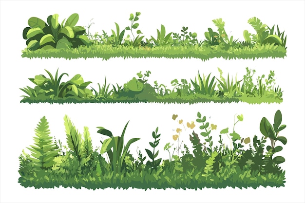 Ensemble de silhouettes de bordures d'herbe vectorielles