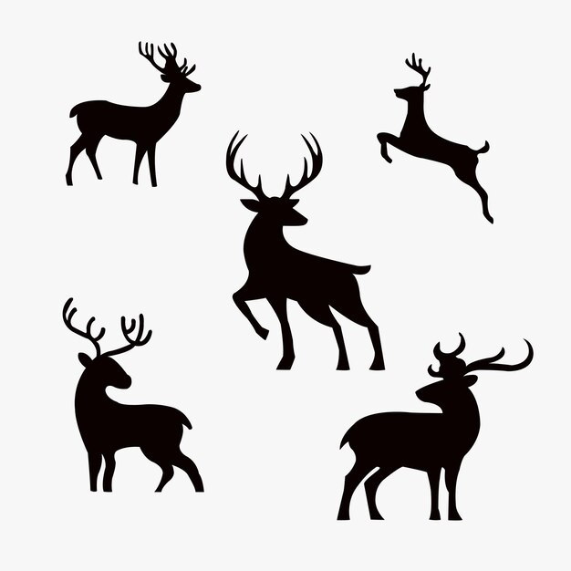 Un ensemble de silhouettes de cerfs noirs