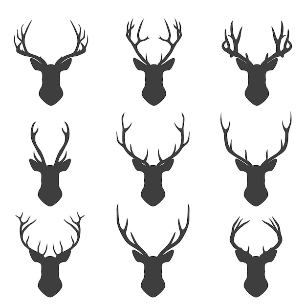 Vecteur ensemble de silhouettes de cerfs.