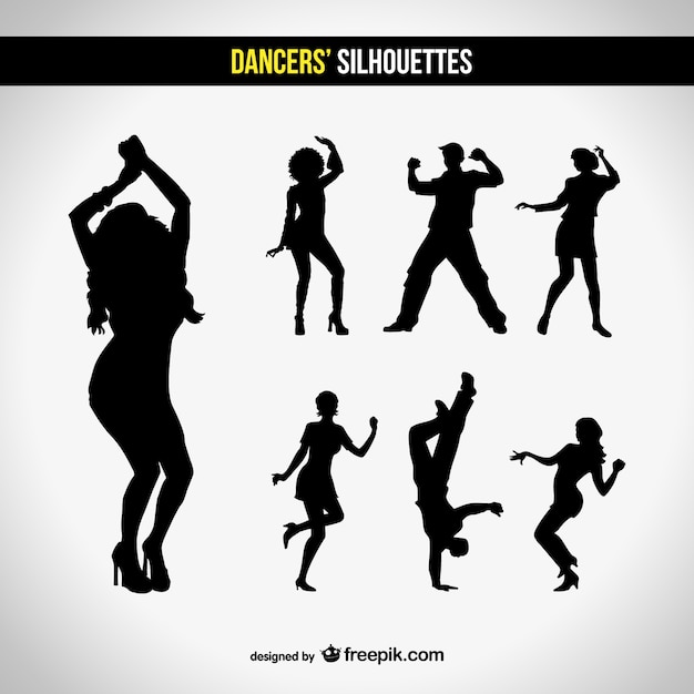 Vecteur ensemble silhouettes club de danse