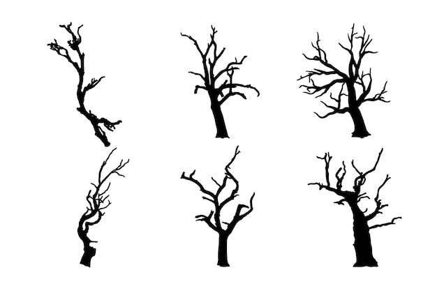 Ensemble De Silhouettes De Conception Vectorielle De Branches D'arbres