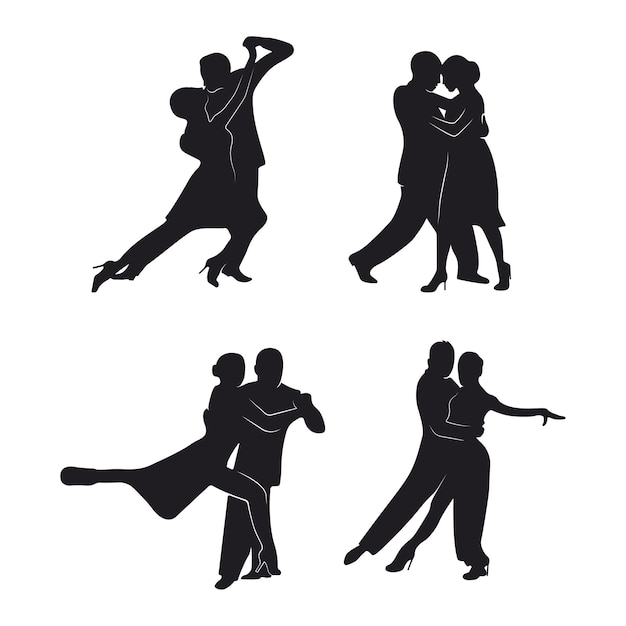 Ensemble de silhouettes de danseurs de tango