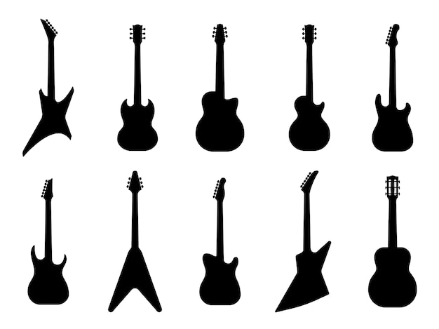 Ensemble De Silhouettes De Guitare