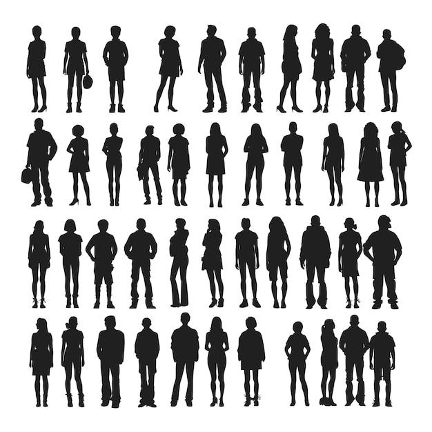 ensemble de silhouettes de personnes vecteur