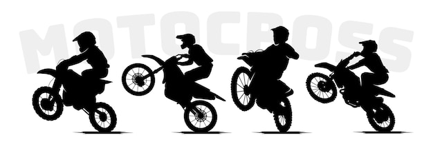 Vecteur ensemble de silhouettes de sport de motocross