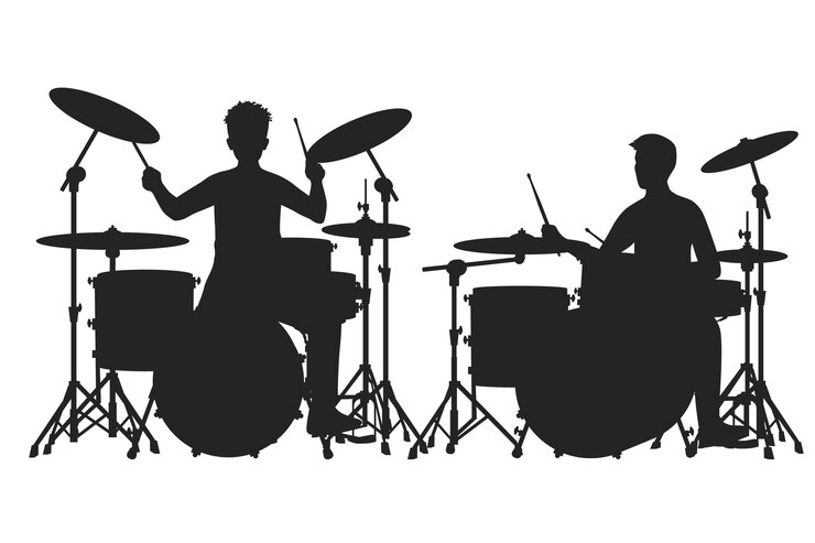 Vecteur un ensemble de silhouettes de tambour dessinées à la main
