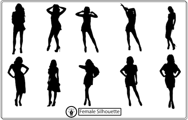 Ensemble de silhouettes vectorielles féminines.