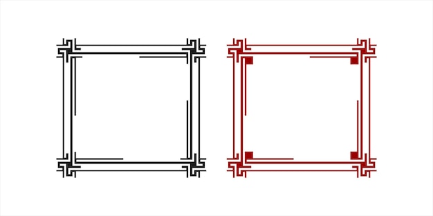 Ensemble de simple bordure carrée art abstrait ligne ou vecteur de cadre