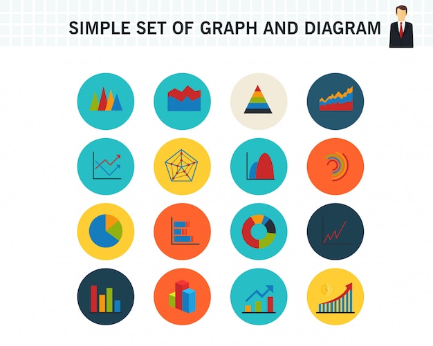 Ensemble Simple D'icônes Plats Concept Graphique Et Diagramme