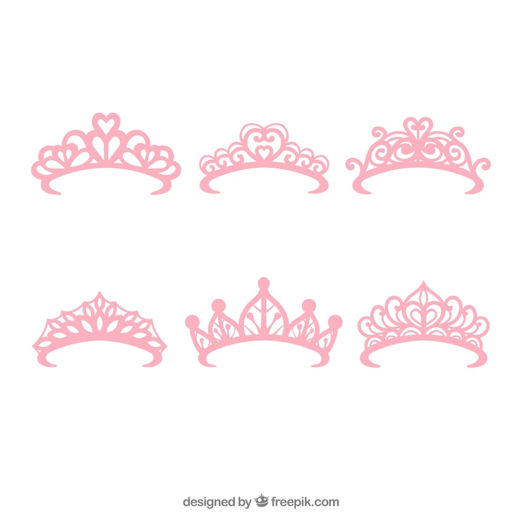 Vecteur ensemble de six couronnes roses princesse