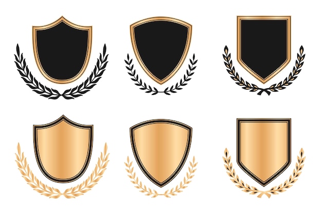 Ensemble de six symboles ou badges de bouclier vectoriels gratuits
