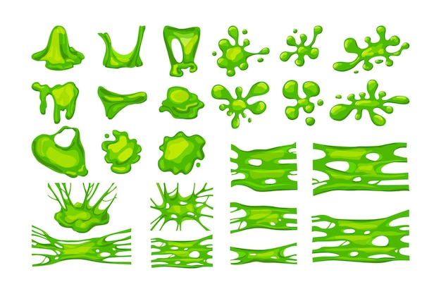 Ensemble De Slime Vert Collection D'éclaboussures Et De Taches De Taches