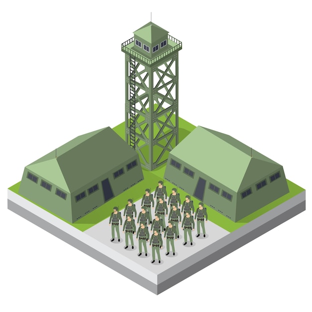 Ensemble De Soldats Armés De L'armée Troupe Illustration 3d Militaire Armée Isométrique