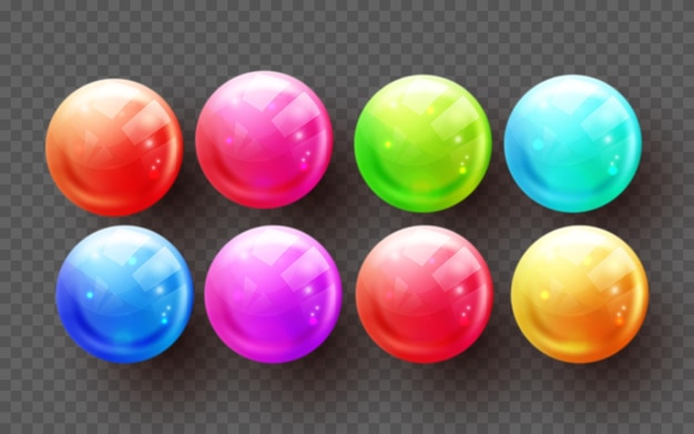 Vecteur ensemble de sphère transparente en différentes couleurs