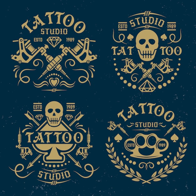 Ensemble De Studio De Tatouage De Logos Vintage Vectoriels