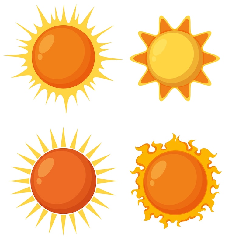 Vecteur ensemble de style cartoon soleil