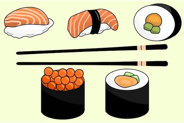 Ensemble De Sushis Délicieux Plats Japonais