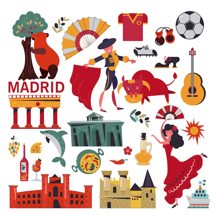 Vecteur ensemble de symboles de madrid
