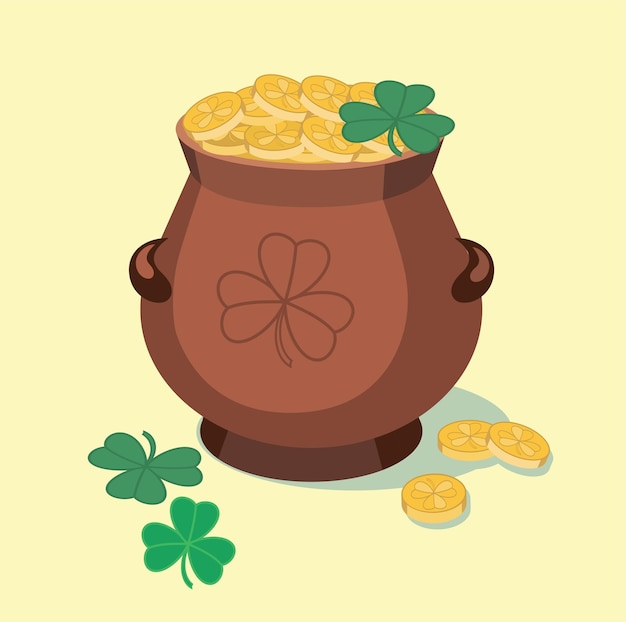 Vecteur un ensemble de symboles de la saint-patrick un pot de pièces green hat vector illustration