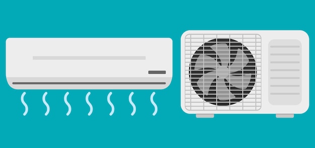 Ensemble de système de climatisation divisé Icônes de climatiseur Illustration vectorielle