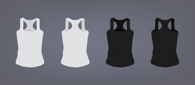 Vecteur ensemble de t-shirt sport unisexe réaliste blanc et noir