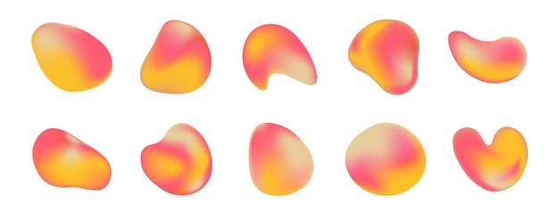 Ensemble de taches de gradient Forme liquide vectorielle abstraite isolée sur un fond plat Conception de mélange