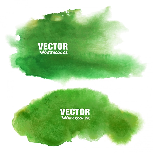 Vecteur ensemble de taches de grunge aquarelle printemps vert vif isolé sur fond blanc avec une texture aquarelle papier réaliste. tache verte aquarelle. éléments de conception de dessin de lavage flou.