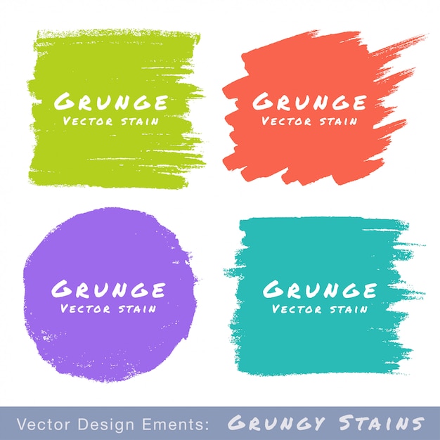 Vecteur ensemble de taches de grunge plat dessinés à la main sur blanc