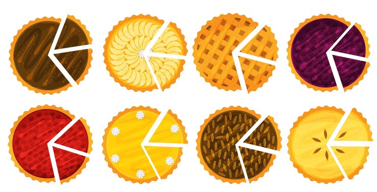 ensemble de tarte Morceau de pommepécanpotironmyrtillecerise tarte