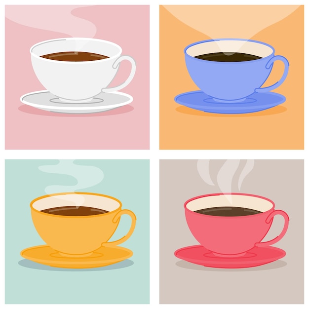 Ensemble De Tasses De Café Colorées