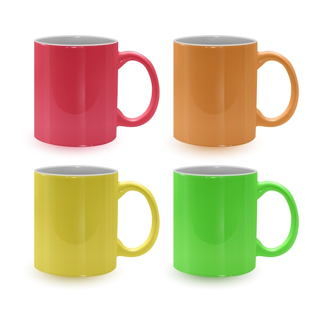 Ensemble de tasses lumineuses et colorées