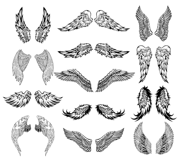 Un ensemble de tatouages d'ailes
