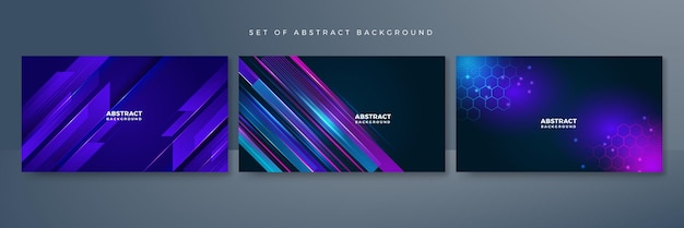 Ensemble de technologies commerciales numériques modernes fond de conception abstraite bleu violet avec des lignes ondes vitesse lumières données de mouvement concept d'élément de science cyberspace formes et lignes de connexion