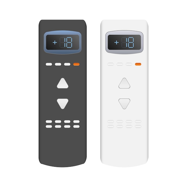 Un ensemble de télécommandes du climatiseur 3d. Télécommande vectorielle réaliste. Isolé sur blanc