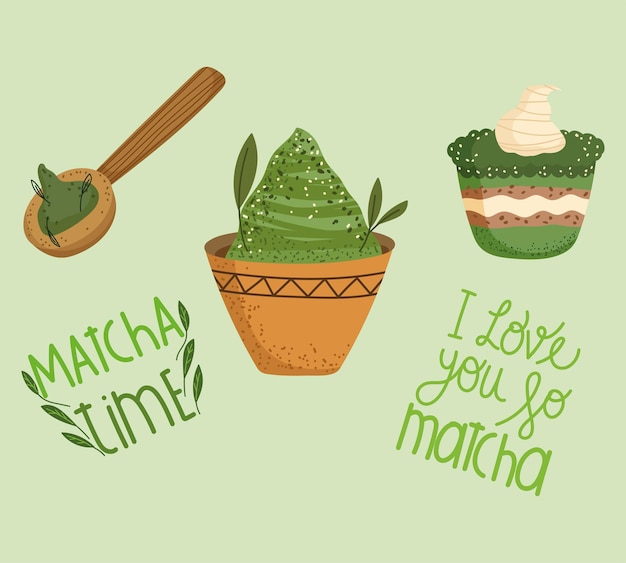 Ensemble de temps de matcha