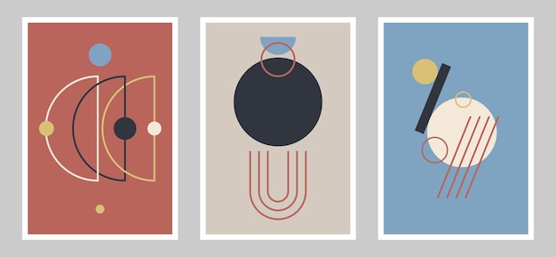 Ensemble tendance géométrique d'affiches contemporaines minimalistes esthétiques abstraites