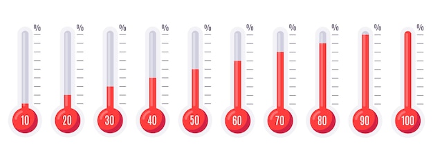 Ensemble De Thermomètres Avec Différentes Températures