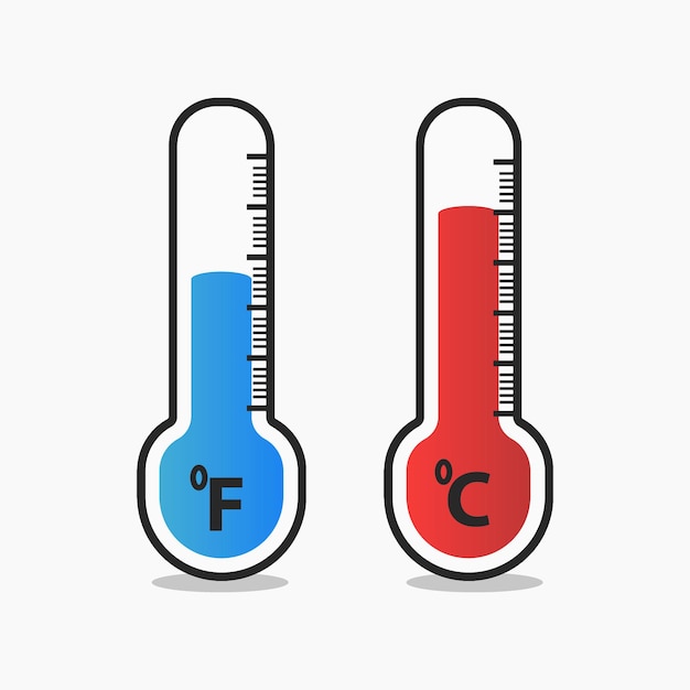 ensemble de thermomètres farenheit & celcius vecteur de dessin animé indicateur