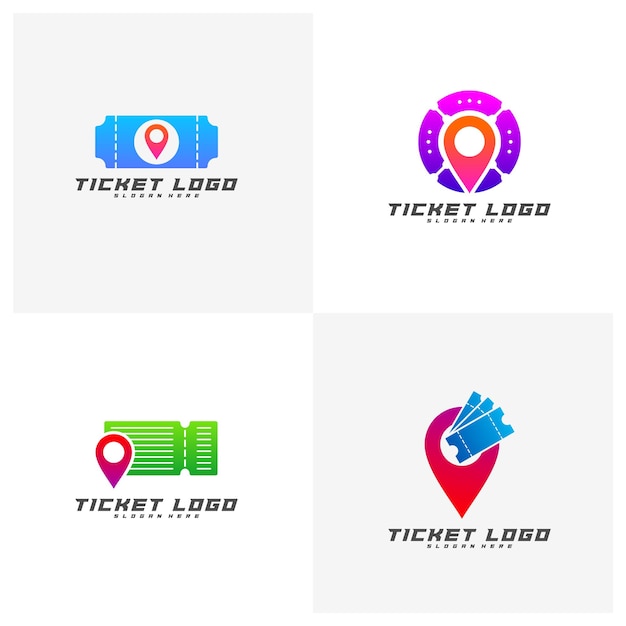 Ensemble De Ticket Center Logo Template Design Vector Creative Design Icône Symbole