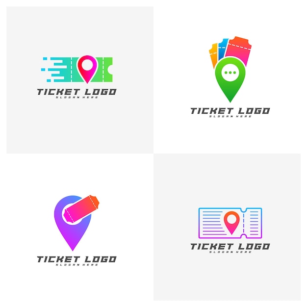 Ensemble De Ticket Center Logo Template Design Vector Creative Design Icône Symbole