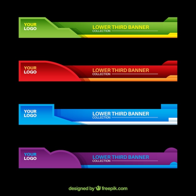 Vecteur ensemble de tiers inférieurs colorés